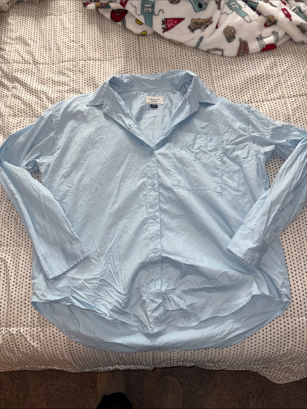 American Eagle Outfitters Light Blue Button-Down Shirt